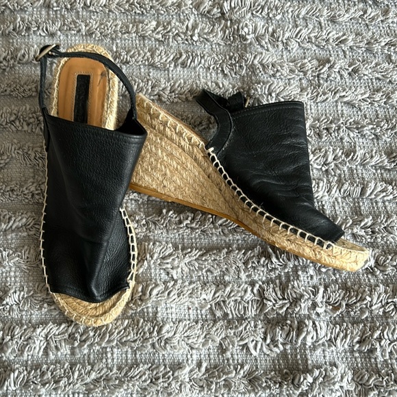 Topshop Shoes - Topshop espadrille wedges with black leather band and buckle strap, size 38